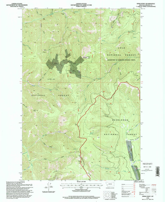 Classic USGS Spink Point Montana 7.5'x7.5' Topo Map Image