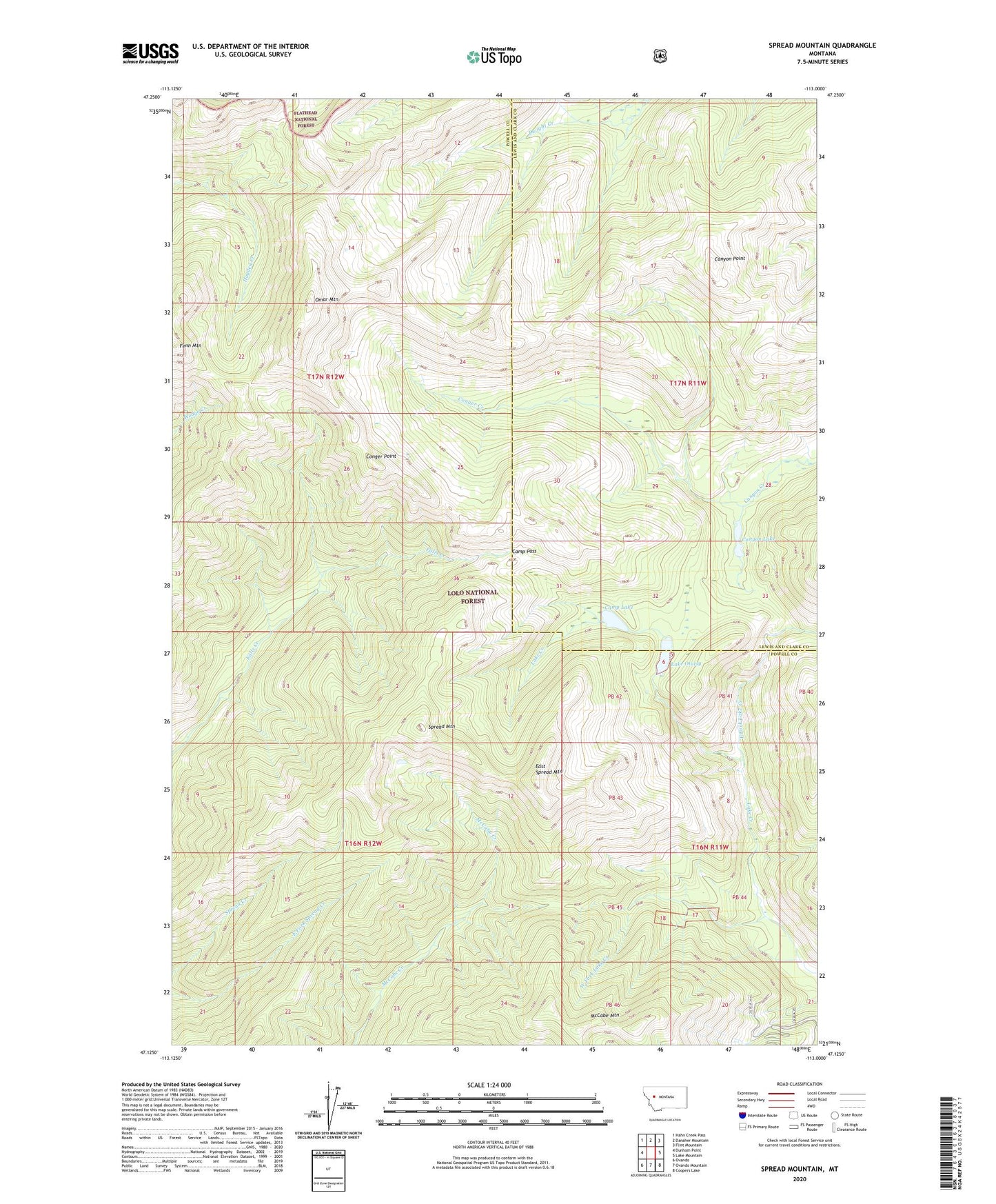 Spread Mountain Montana US Topo Map Image