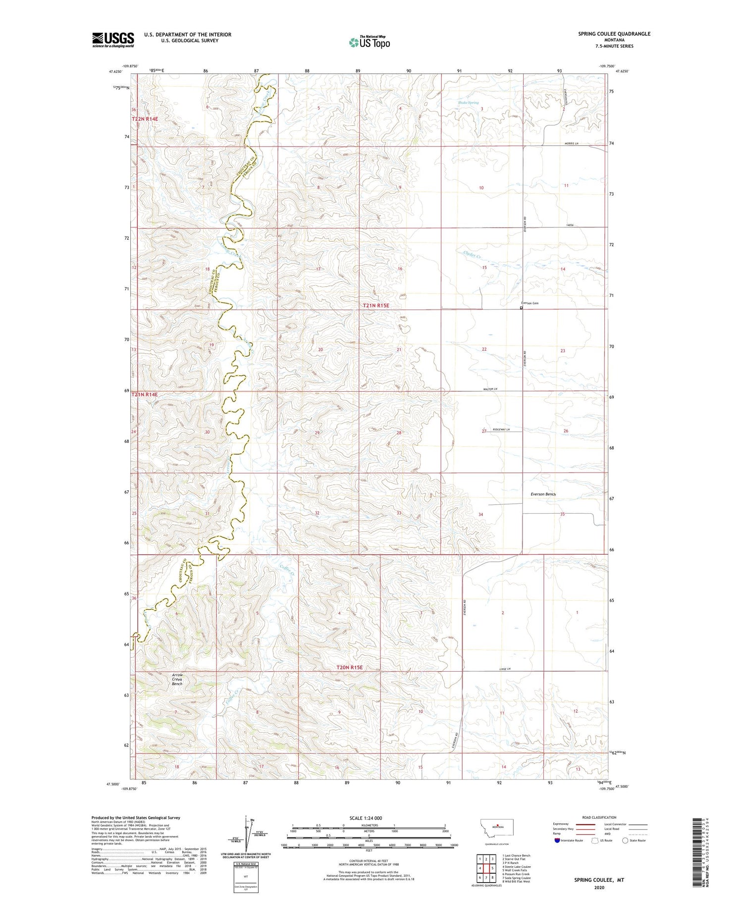 Spring Coulee Montana US Topo Map Image