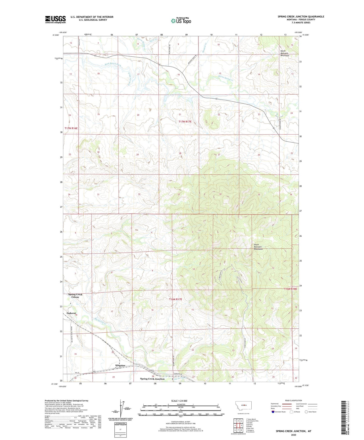 Spring Creek Junction Montana US Topo Map Image