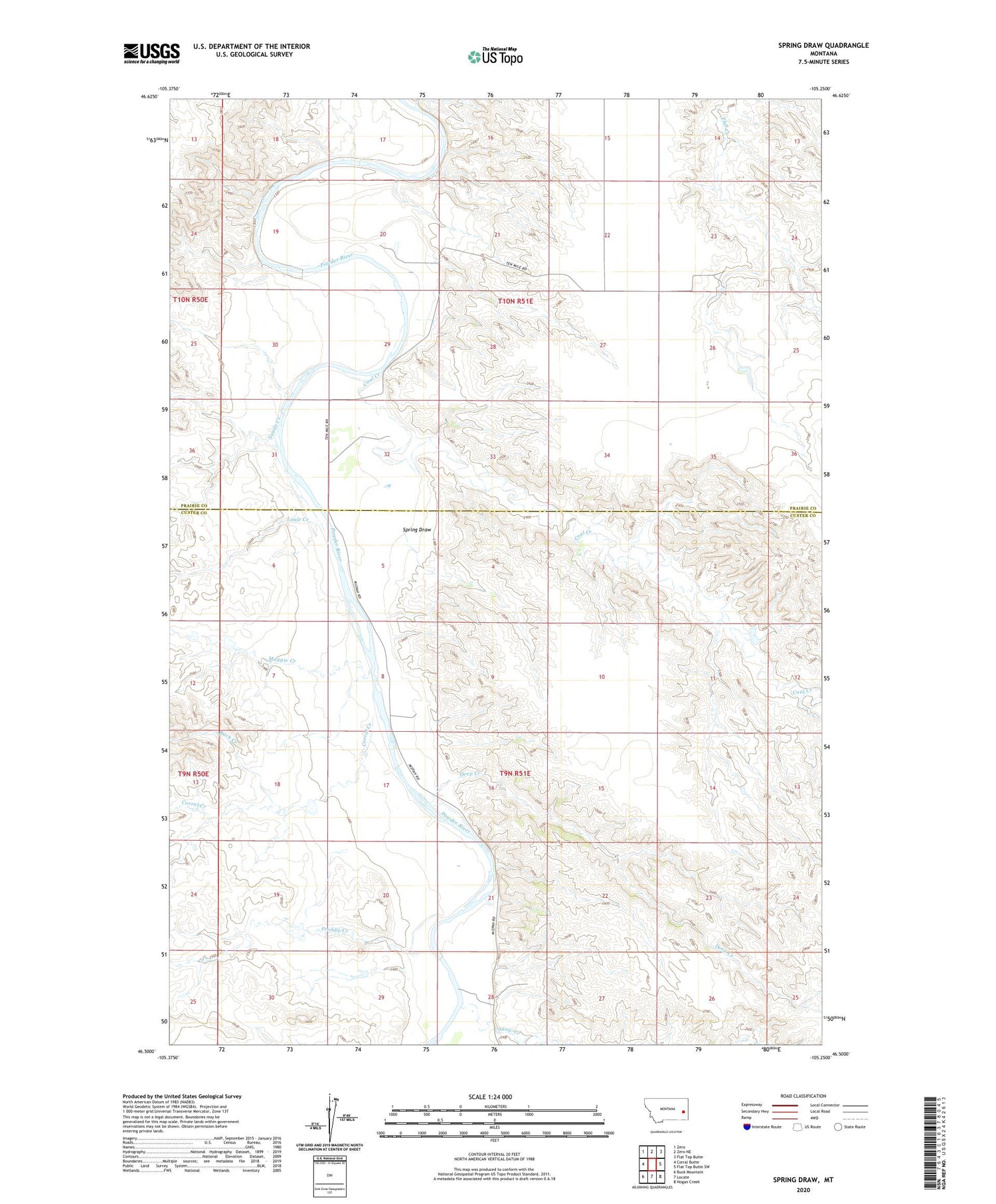 Spring Draw Montana US Topo Map Image