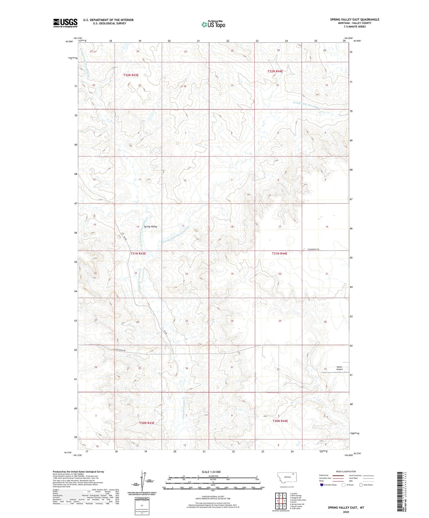 Spring Valley East Montana US Topo Map Image