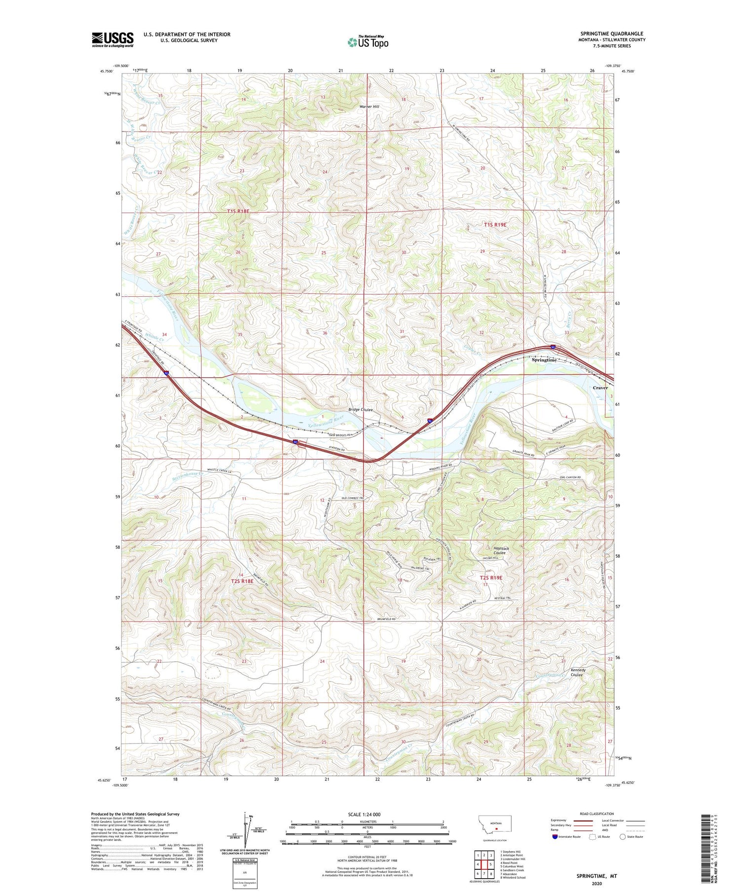 Springtime Montana US Topo Map Image