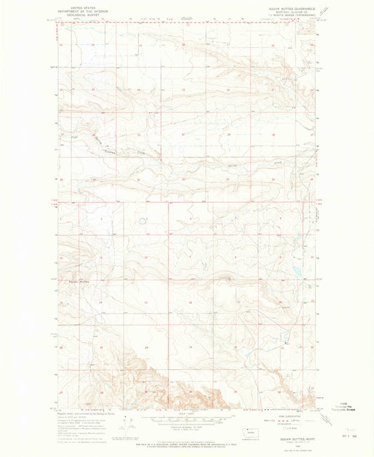Classic USGS Duckhead Buttes Montana 7.5'x7.5' Topo Map Image