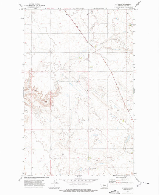 Classic USGS Saint Johns Montana 7.5'x7.5' Topo Map Image