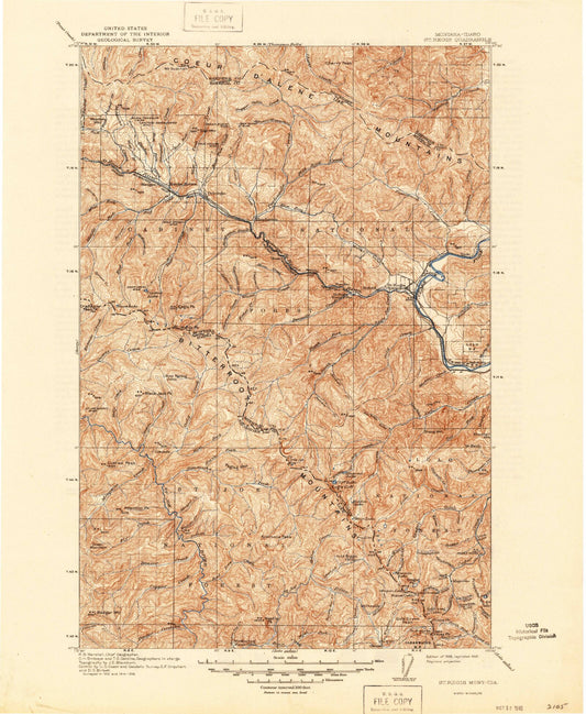 Historic 1918 Saint Regis Montana 30'x30' Topo Map Image