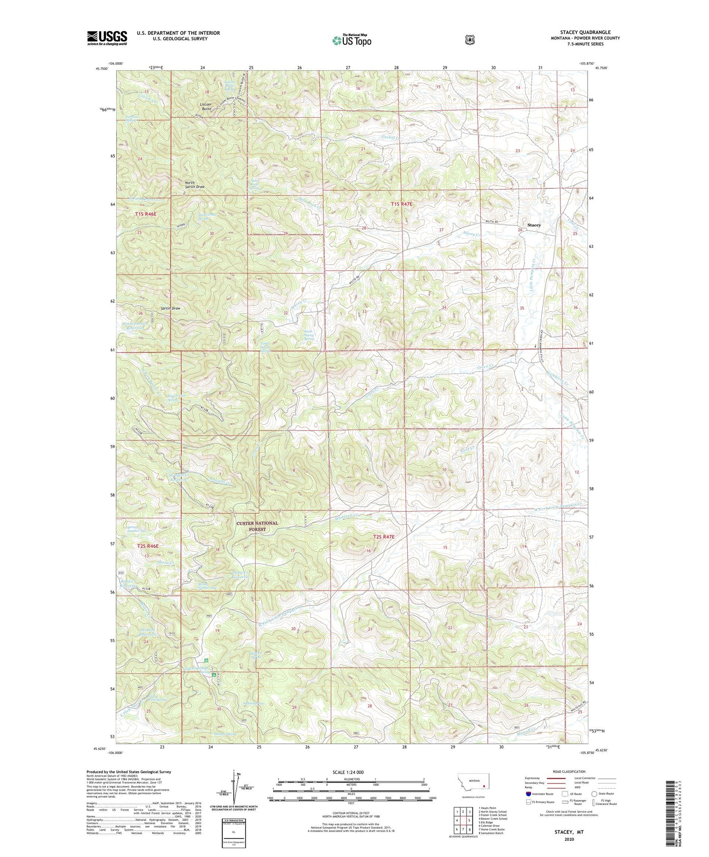 Stacey Montana US Topo Map Image