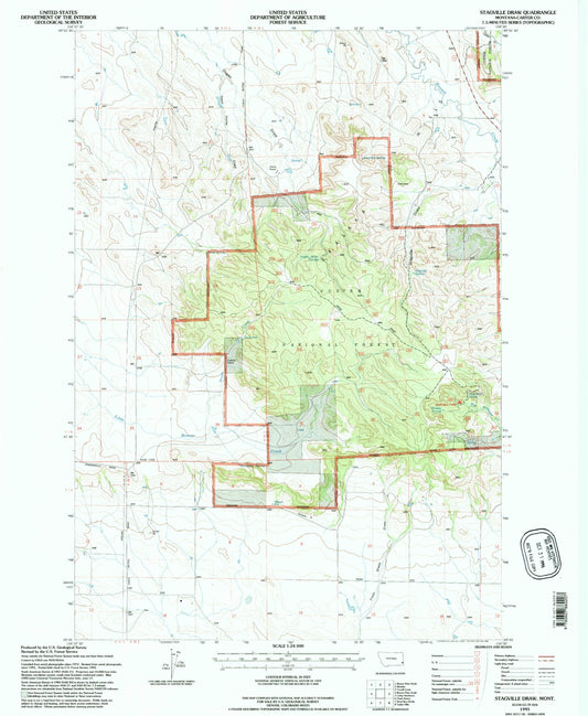Classic USGS Stagville Draw Montana 7.5'x7.5' Topo Map Image