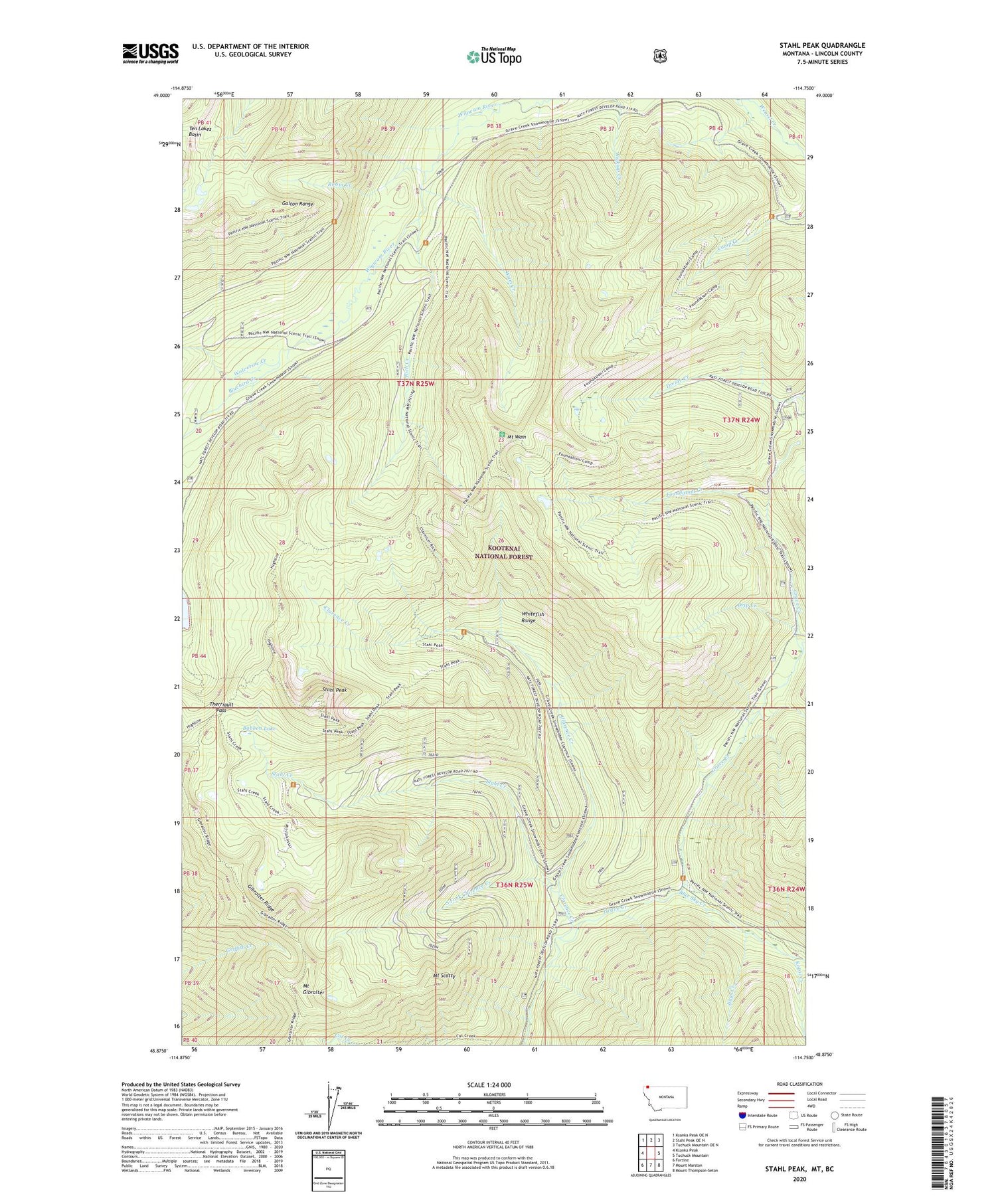 Stahl Peak Montana US Topo Map Image