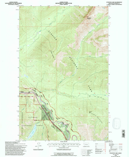 Classic USGS Stanton Lake Montana 7.5'x7.5' Topo Map Image