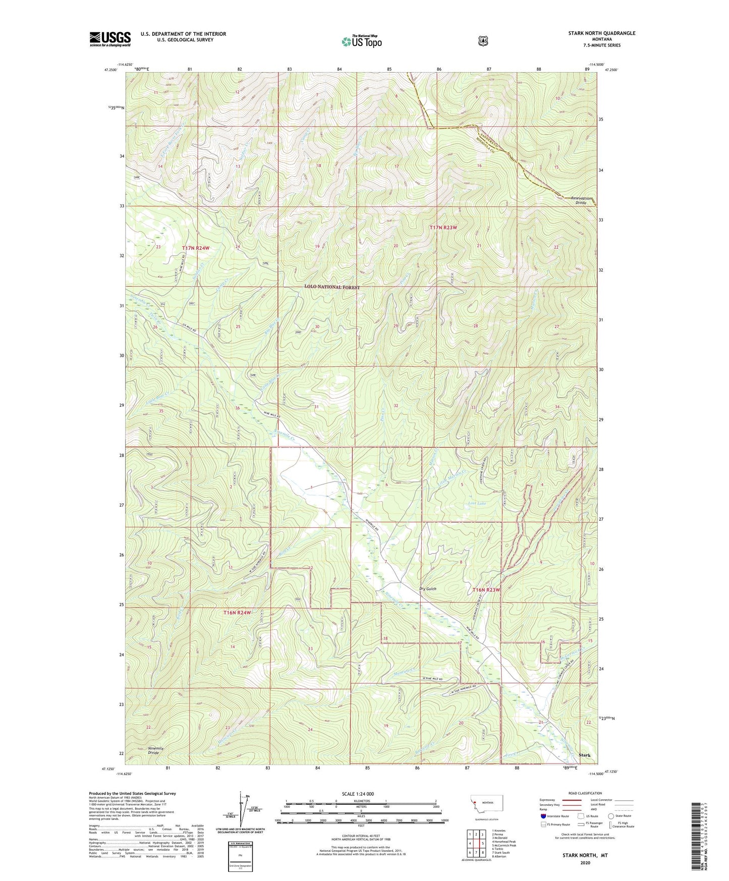 Stark North Montana US Topo Map Image