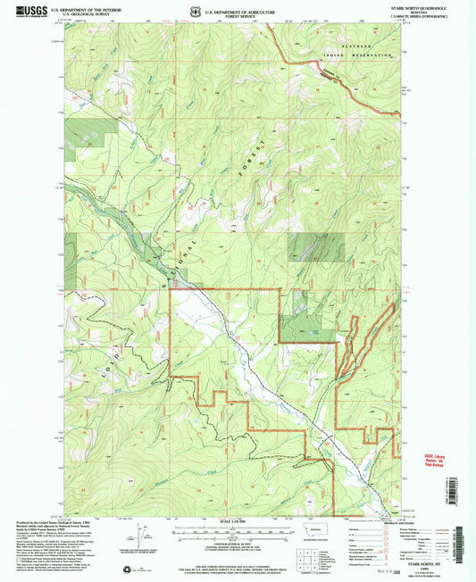 Classic USGS Stark North Montana 7.5'x7.5' Topo Map Image
