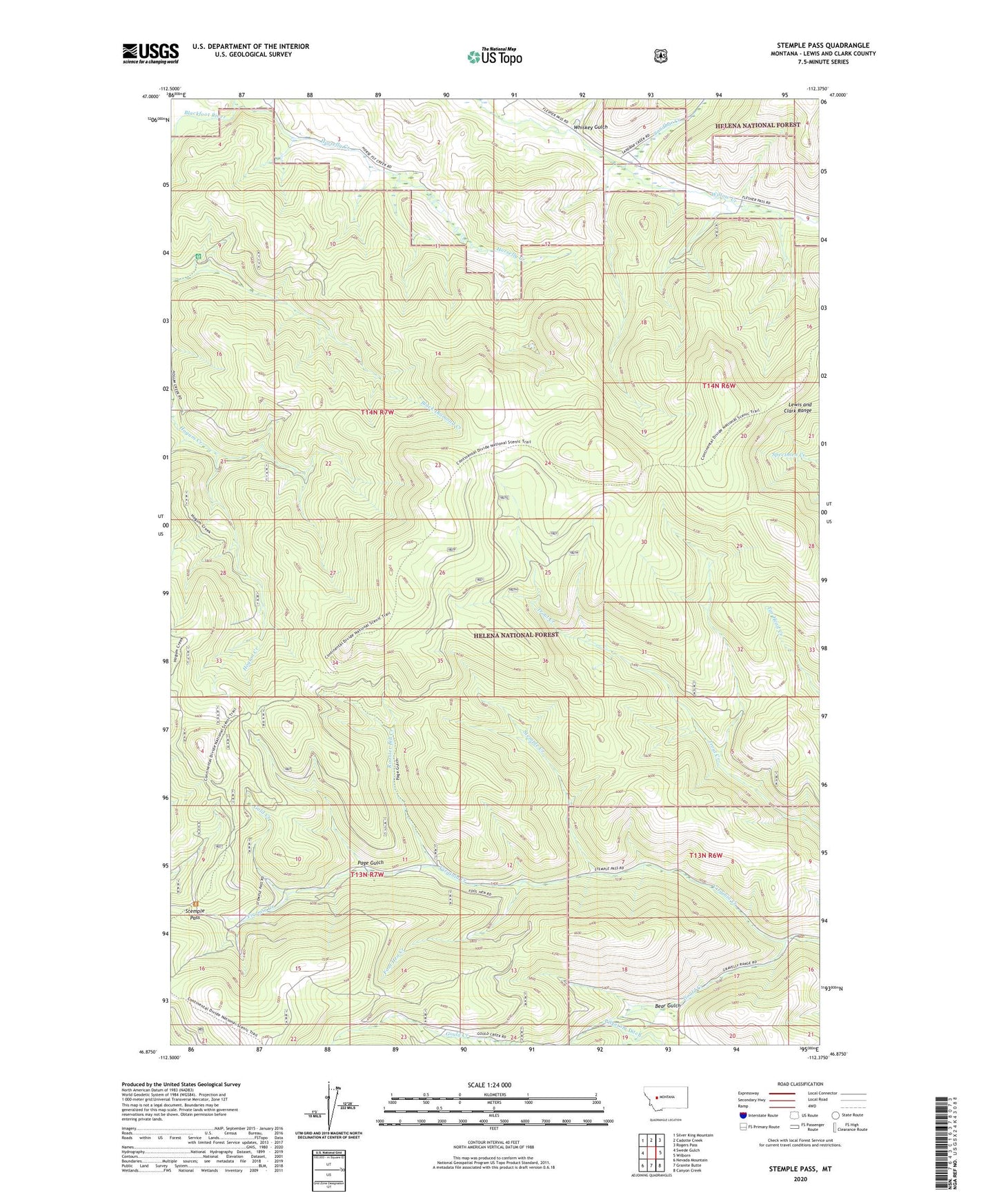 Stemple Pass Montana US Topo Map Image