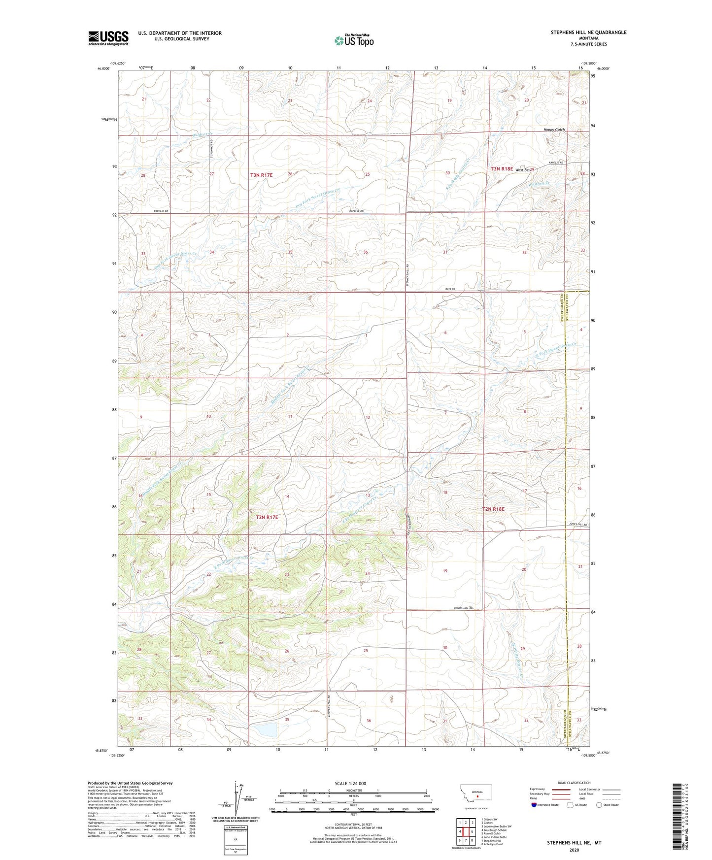 Stephens Hill NE Montana US Topo Map Image