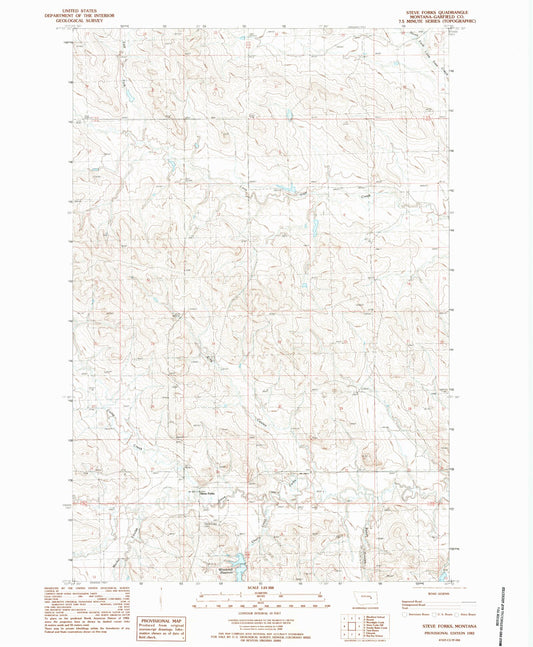 Classic USGS Steve Forks Montana 7.5'x7.5' Topo Map Image