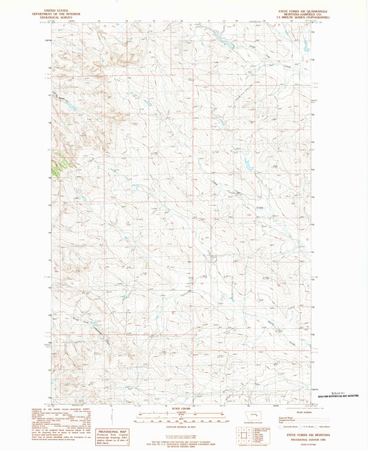 Classic USGS Steve Forks SW Montana 7.5'x7.5' Topo Map Image