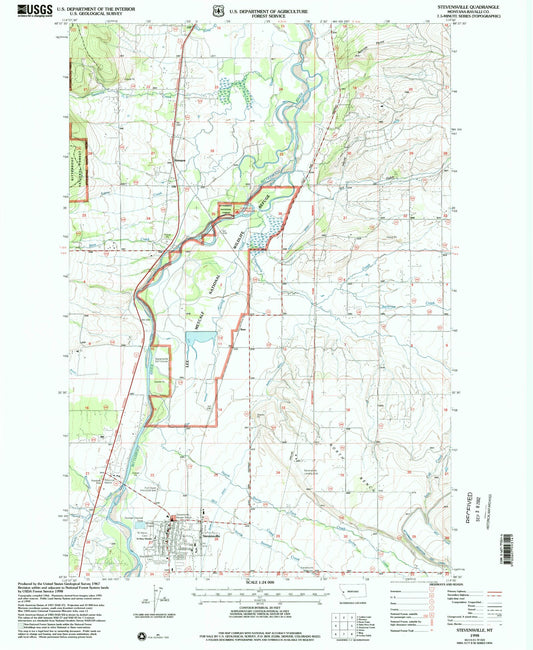 Classic USGS Stevensville Montana 7.5'x7.5' Topo Map Image
