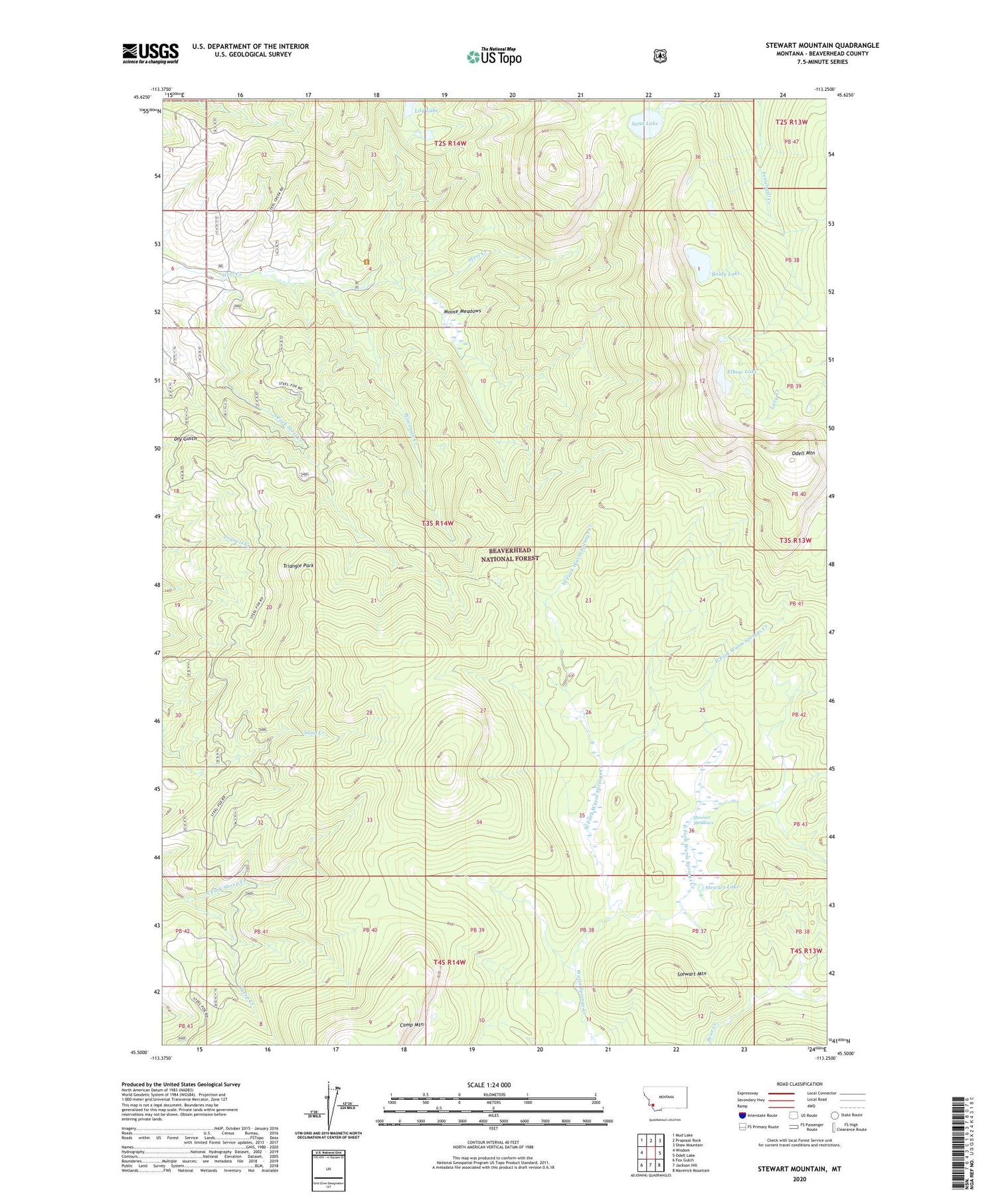 Stewart Mountain Montana US Topo Map Image