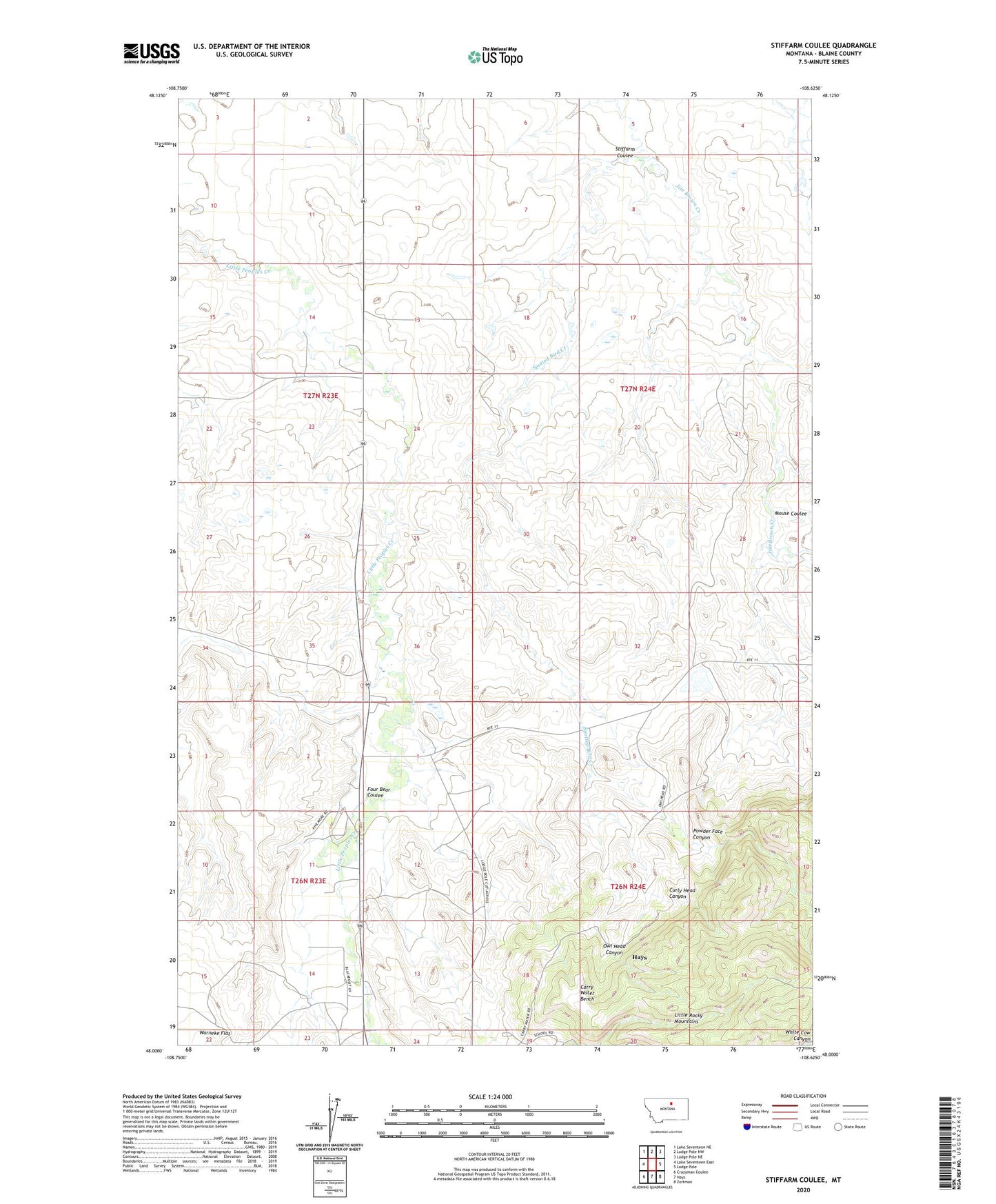 Stiffarm Coulee Montana US Topo Map Image