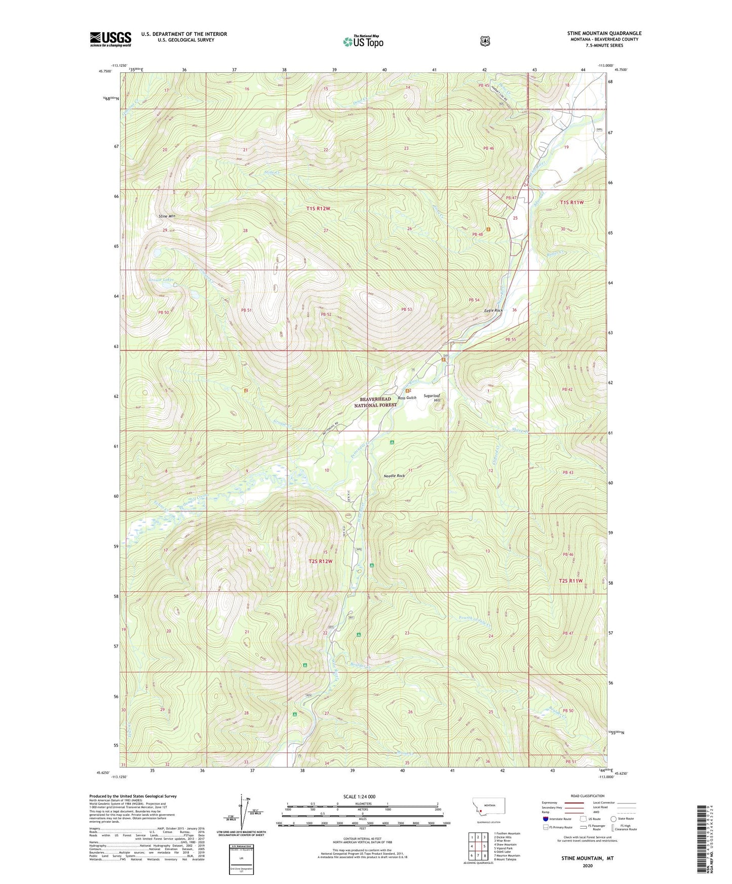 Stine Mountain Montana US Topo Map Image