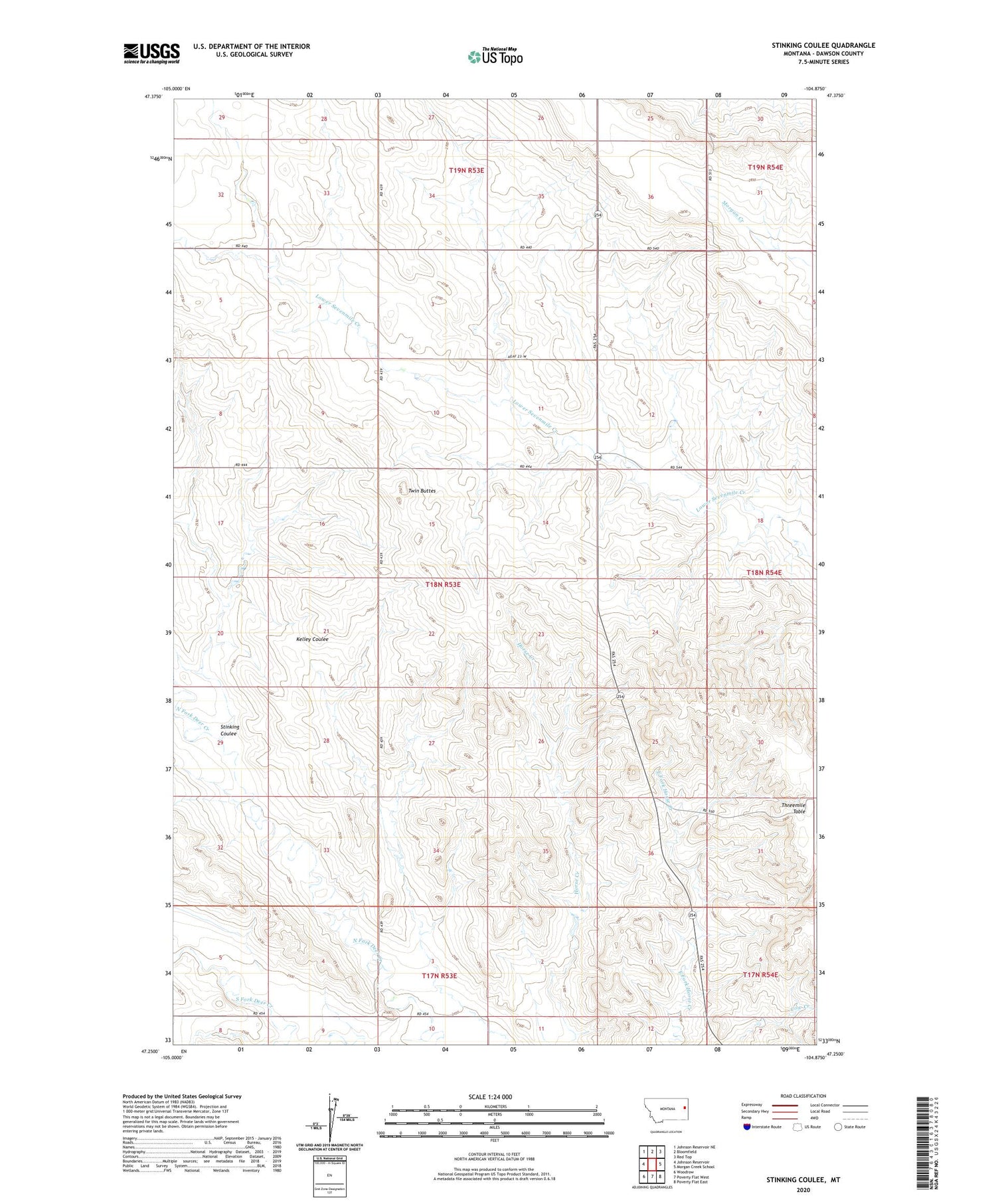 Stinking Coulee Montana US Topo Map Image