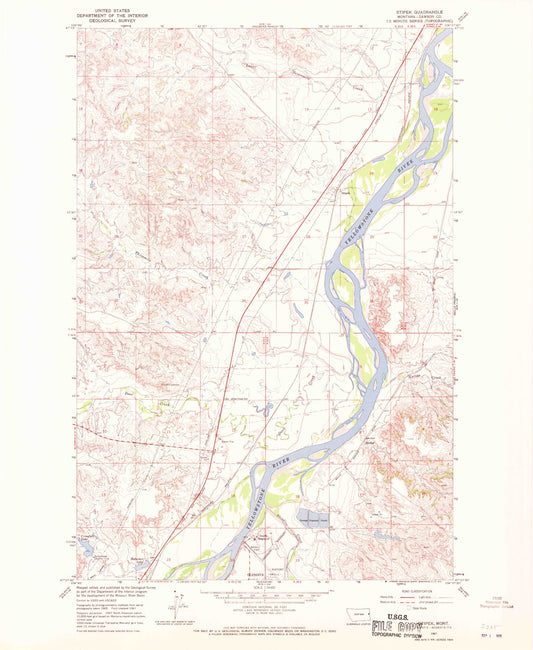 Classic USGS Stipek Montana 7.5'x7.5' Topo Map Image