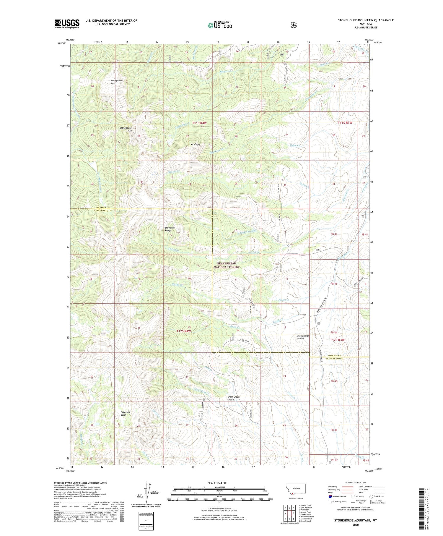 Stonehouse Mountain Montana US Topo Map Image