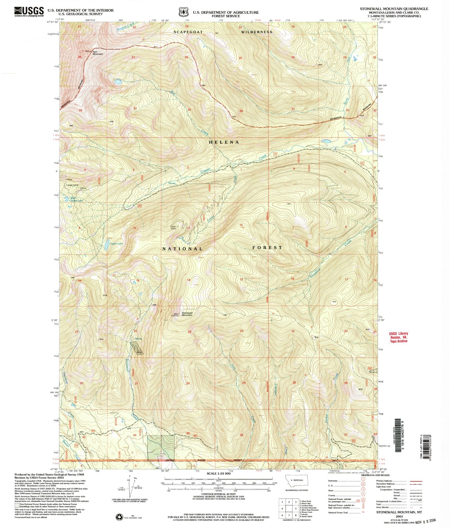 Classic USGS Stonehouse Mountain Montana 7.5'x7.5' Topo Map Image
