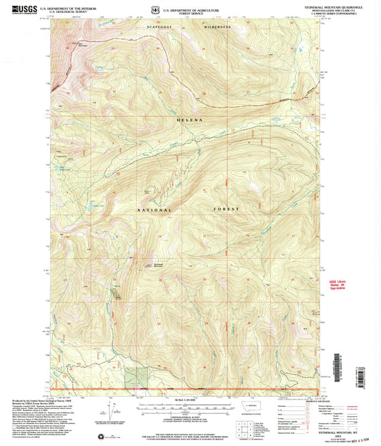 Classic USGS Stonehouse Mountain Montana 7.5'x7.5' Topo Map Image