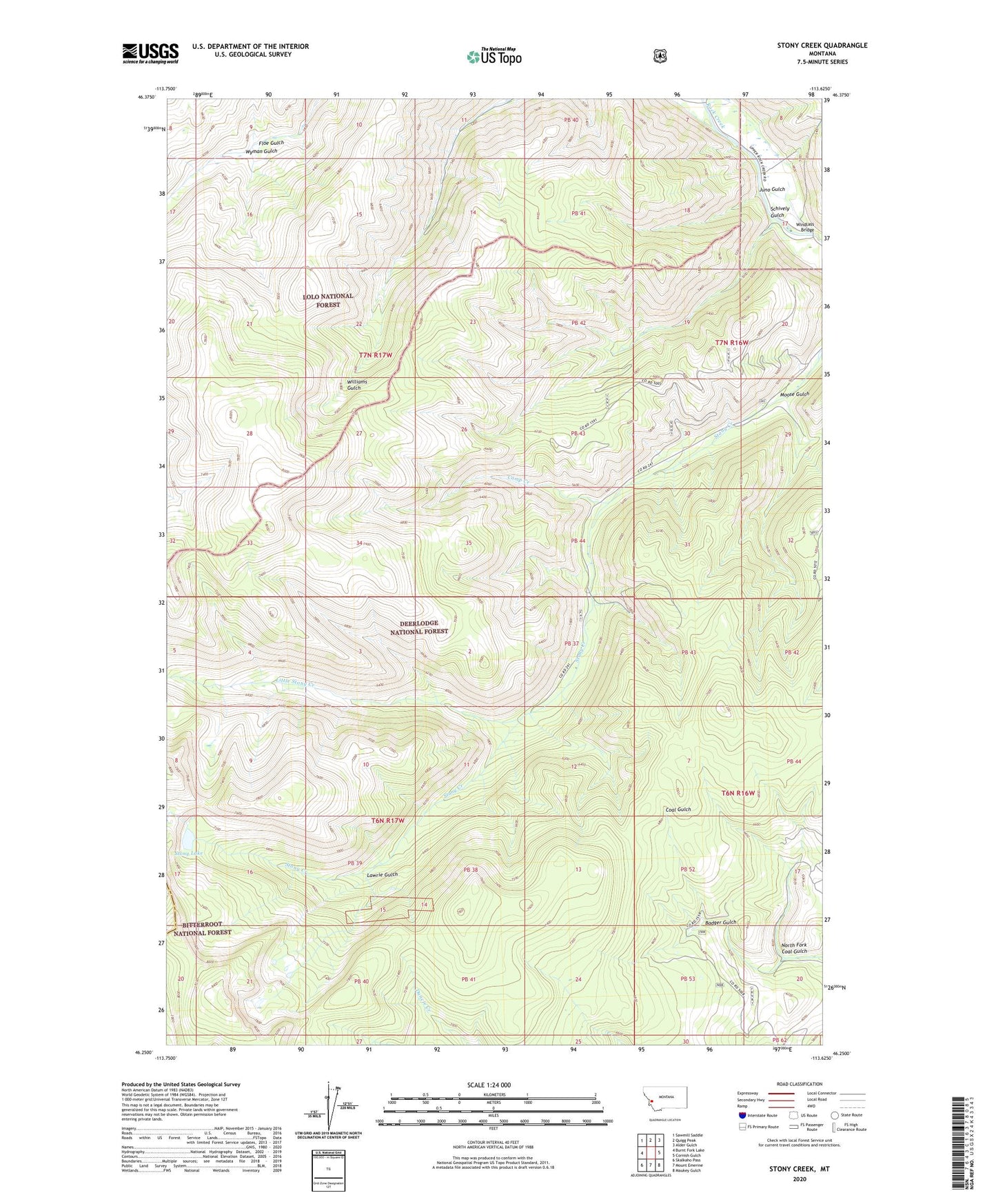 Stony Creek Montana US Topo Map Image