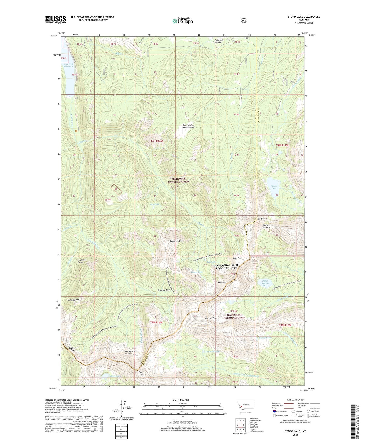 Storm Lake Montana US Topo Map Image