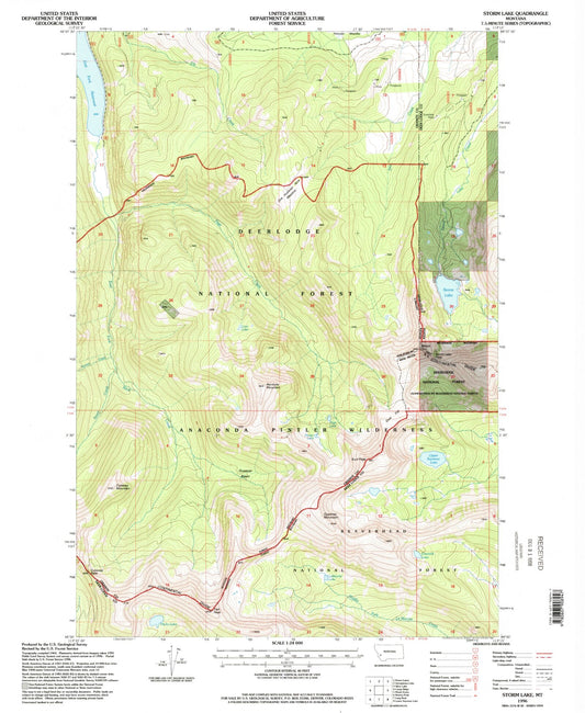 Classic USGS Storm Lake Montana 7.5'x7.5' Topo Map Image