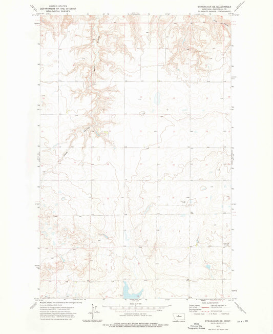 Classic USGS Stranahan SE Montana 7.5'x7.5' Topo Map Image