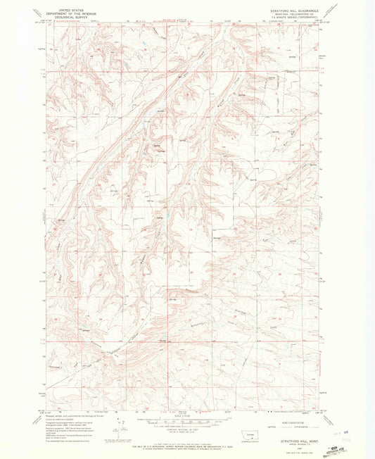 Classic USGS Stratford Hill Montana 7.5'x7.5' Topo Map Image