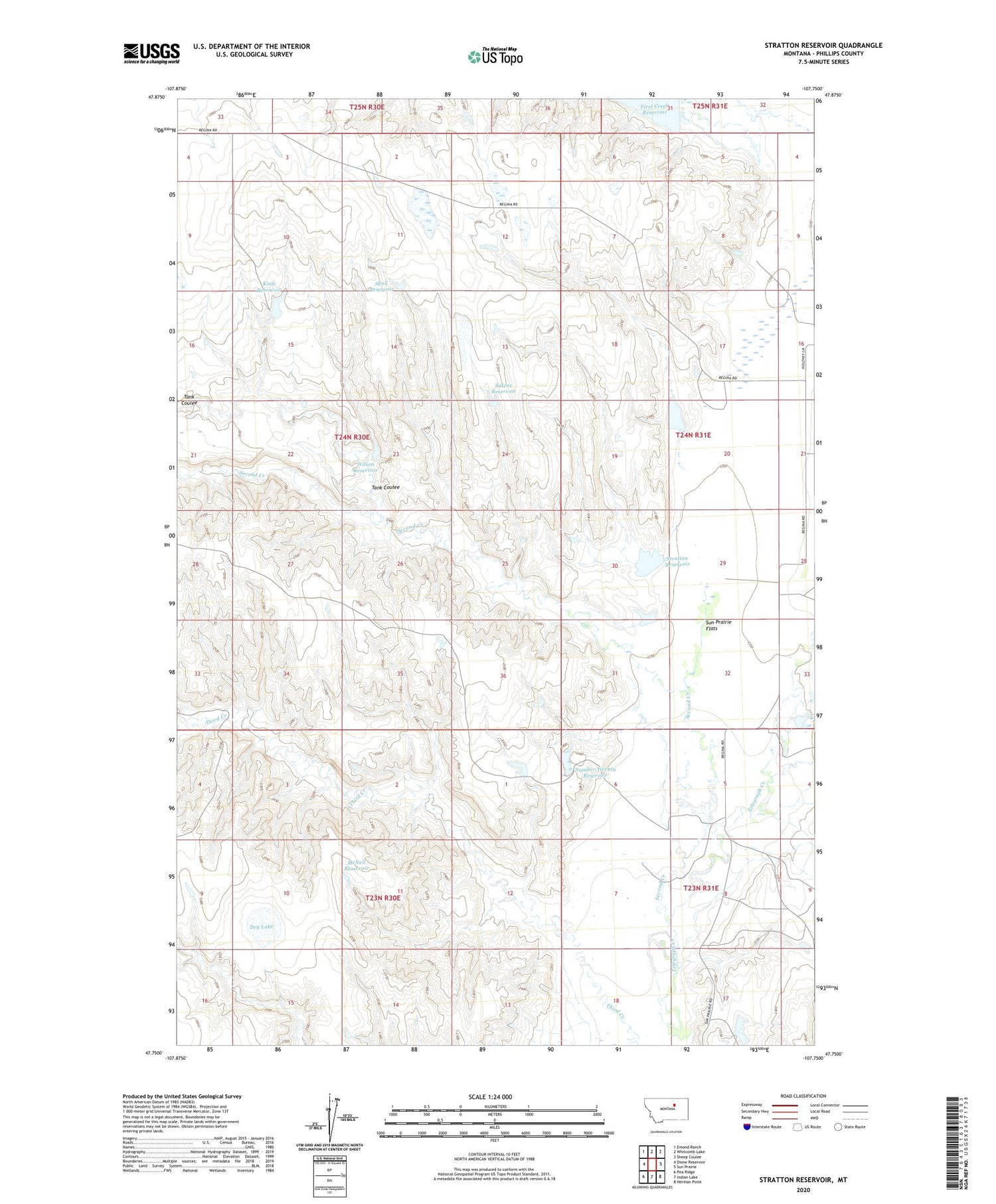 Stratton Reservoir Montana US Topo Map Image