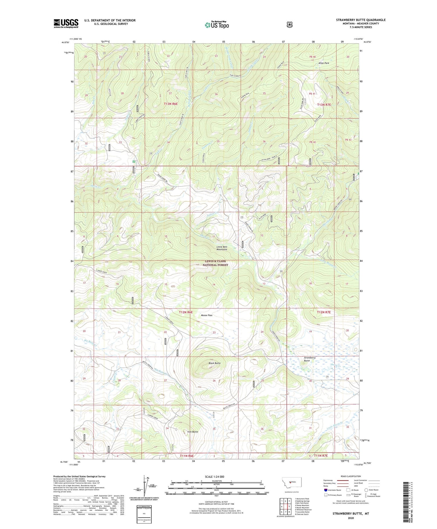 Strawberry Butte Montana US Topo Map Image