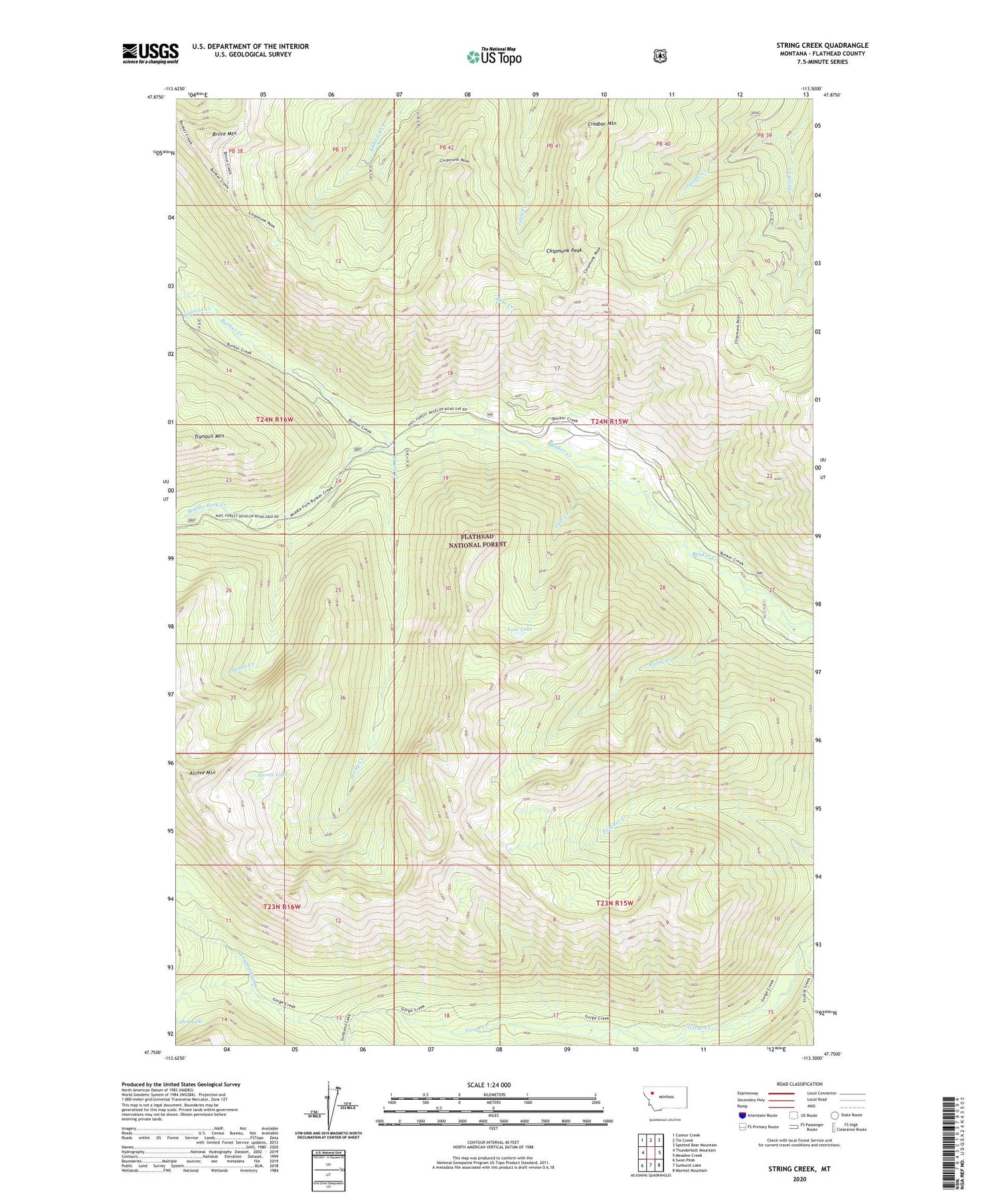 String Creek Montana US Topo Map Image