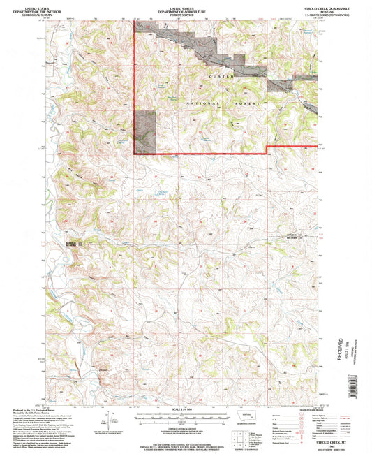Classic USGS Stroud Creek Montana 7.5'x7.5' Topo Map Image