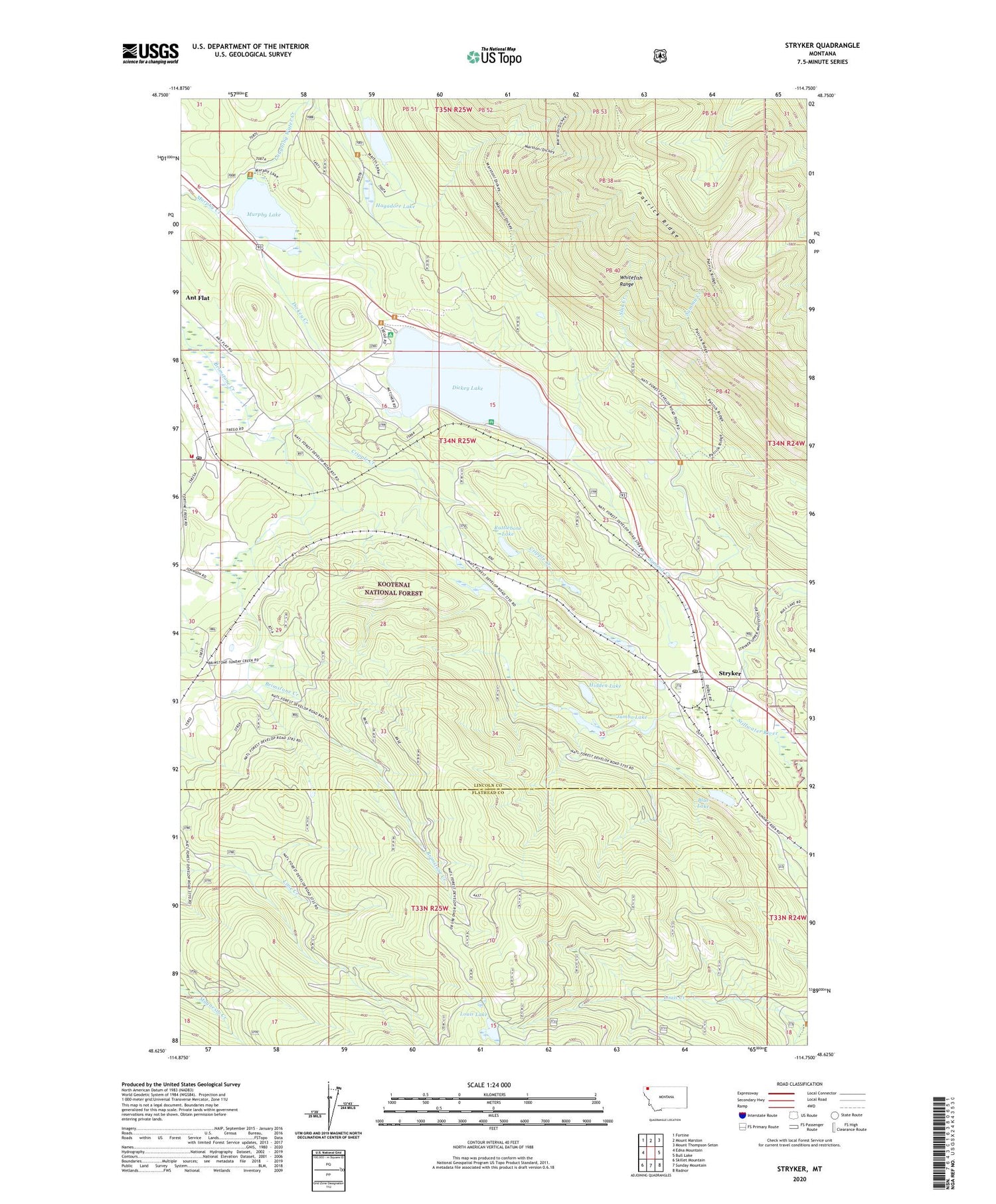 Stryker Montana US Topo Map Image