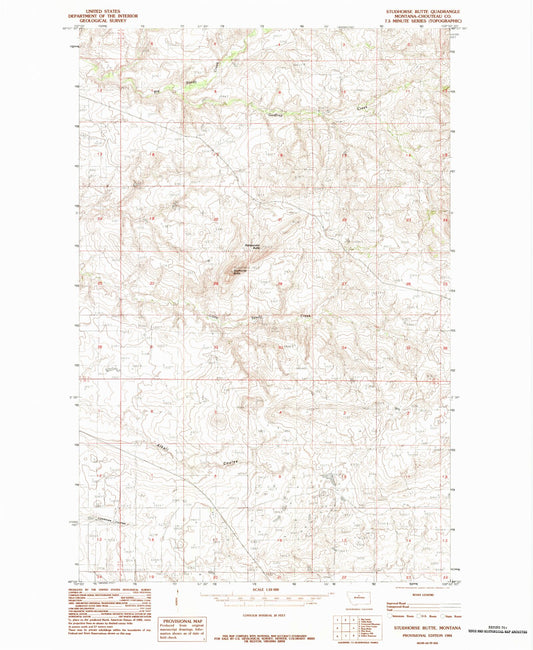 Classic USGS Studhorse Butte Montana 7.5'x7.5' Topo Map Image