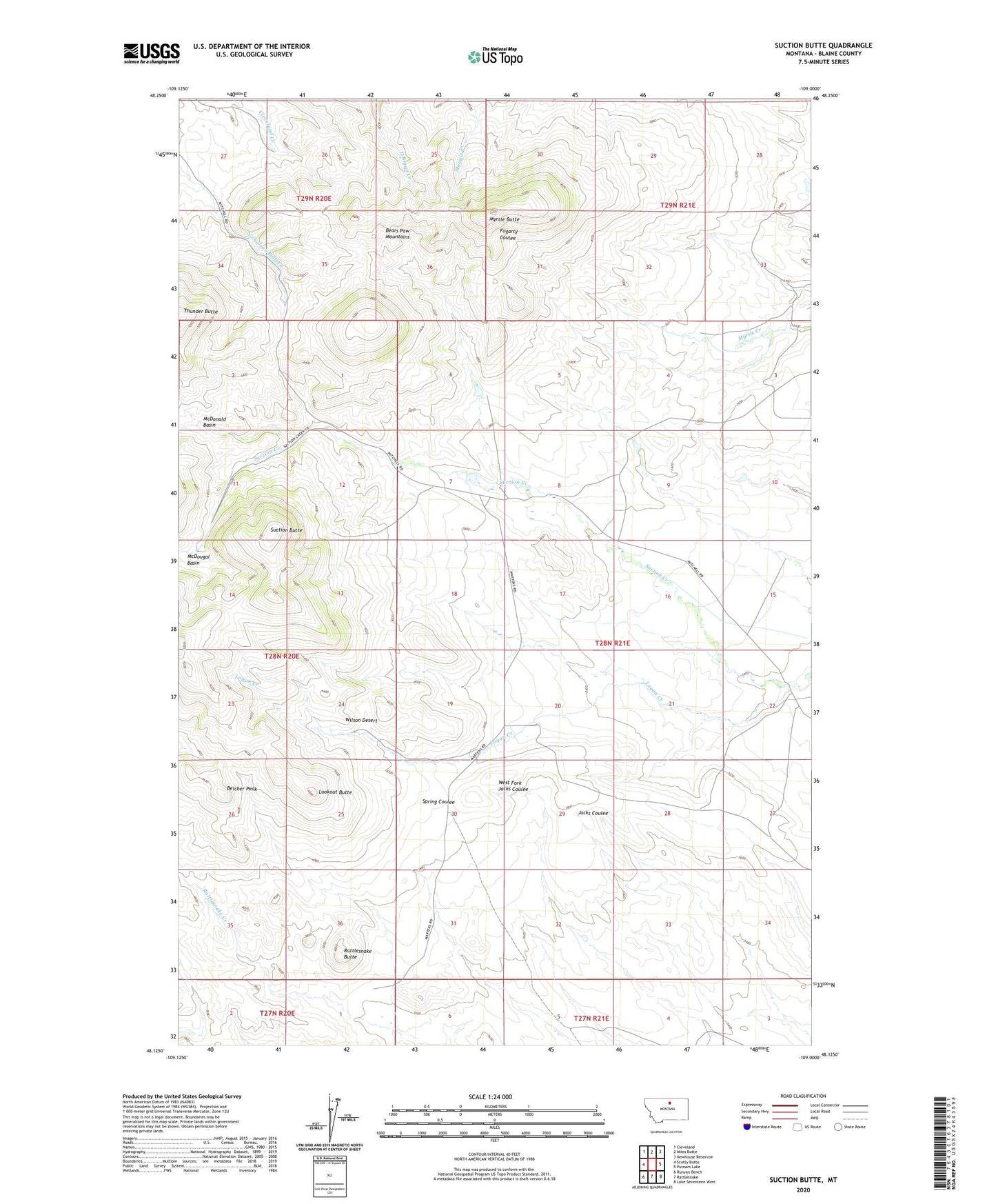 Suction Butte Montana US Topo Map Image