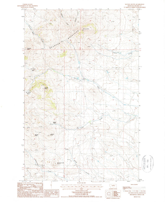Classic USGS Suction Butte Montana 7.5'x7.5' Topo Map Image