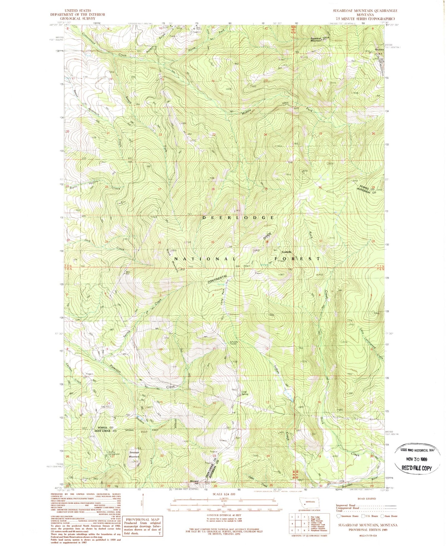 Classic USGS Sugarloaf Mountain Montana 7.5'x7.5' Topo Map Image