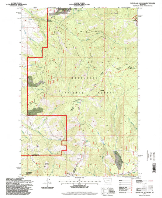 Classic USGS Sugarloaf Mountain Montana 7.5'x7.5' Topo Map Image