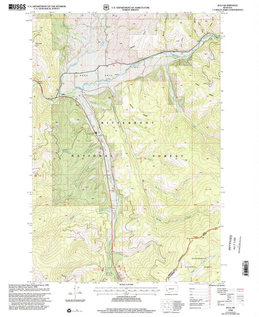 Classic USGS Sula Montana 7.5'x7.5' Topo Map Image