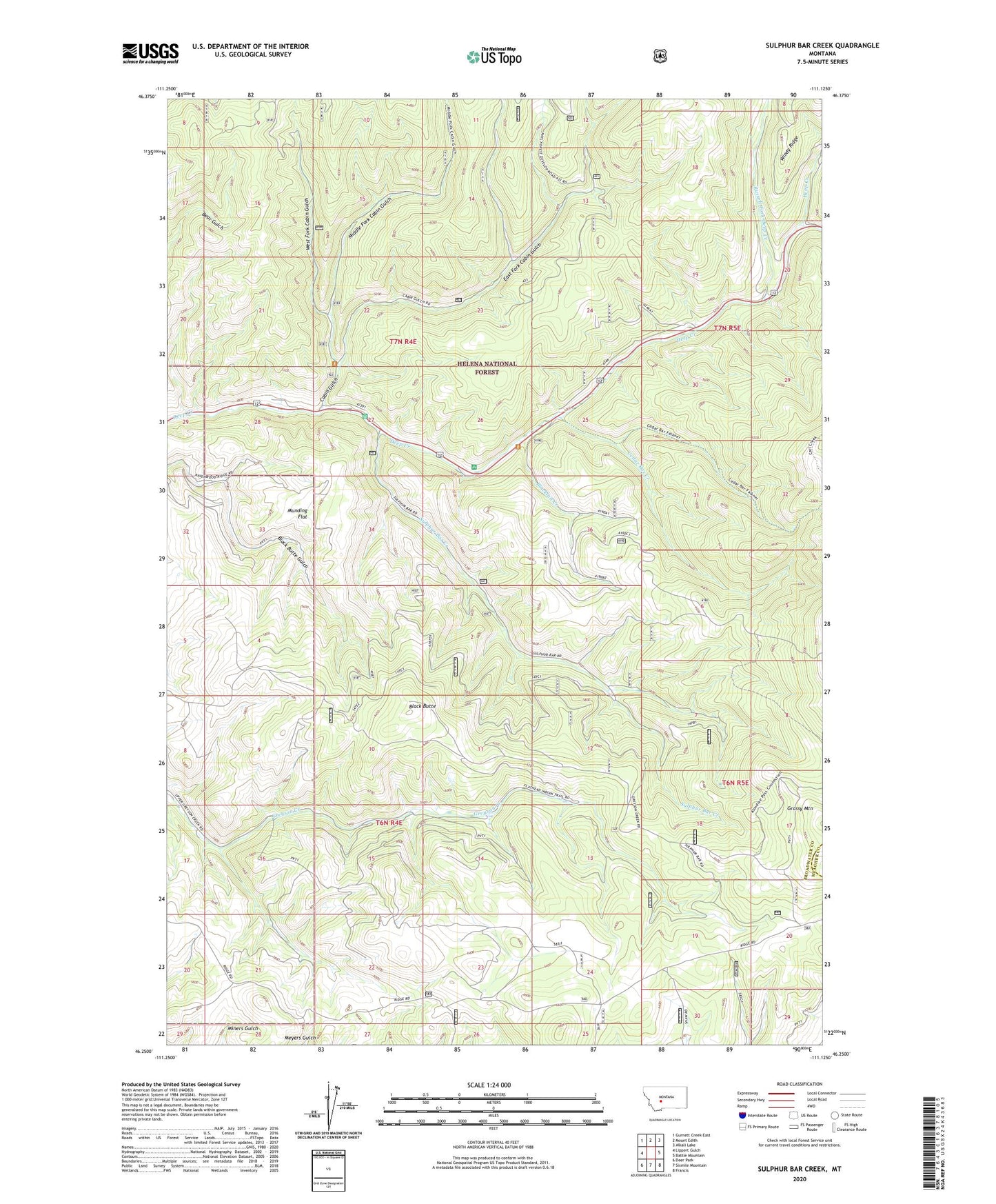 Sulphur Bar Creek Montana US Topo Map Image