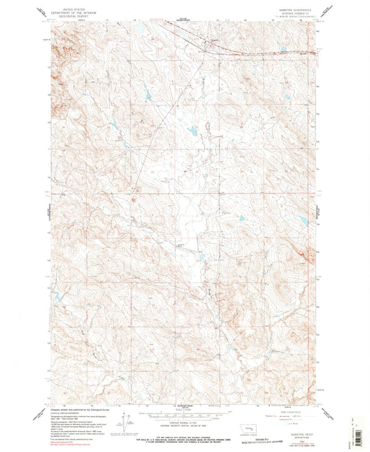 Classic USGS Sumatra Montana 7.5'x7.5' Topo Map Image