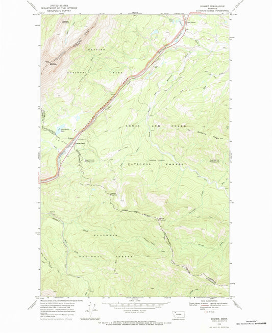 Classic USGS Summit Montana 7.5'x7.5' Topo Map Image