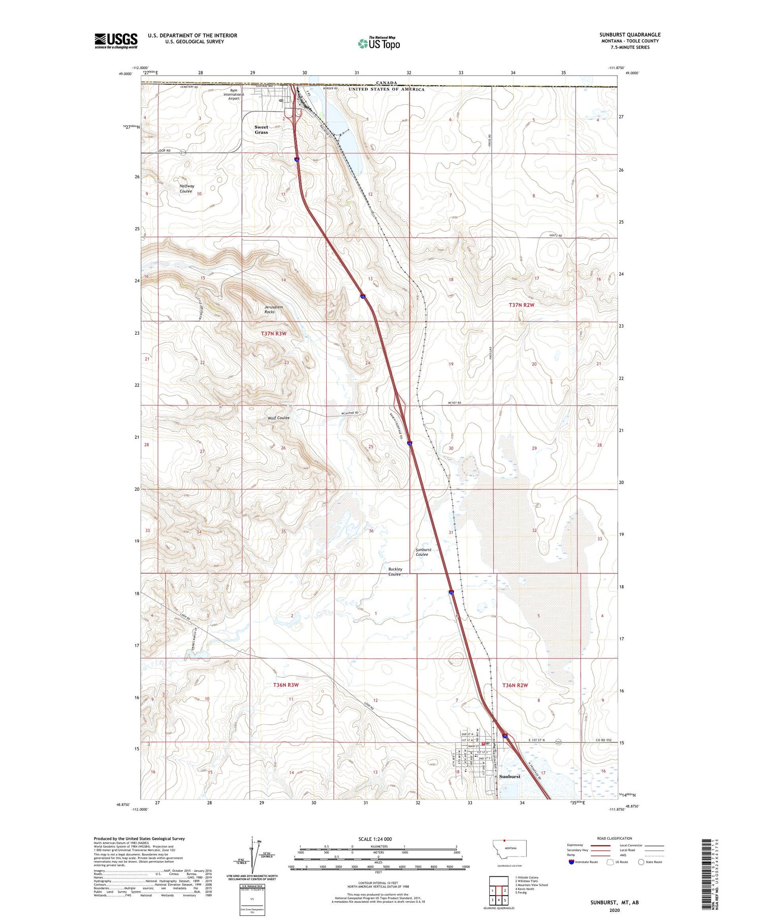 Sunburst Montana US Topo Map Image