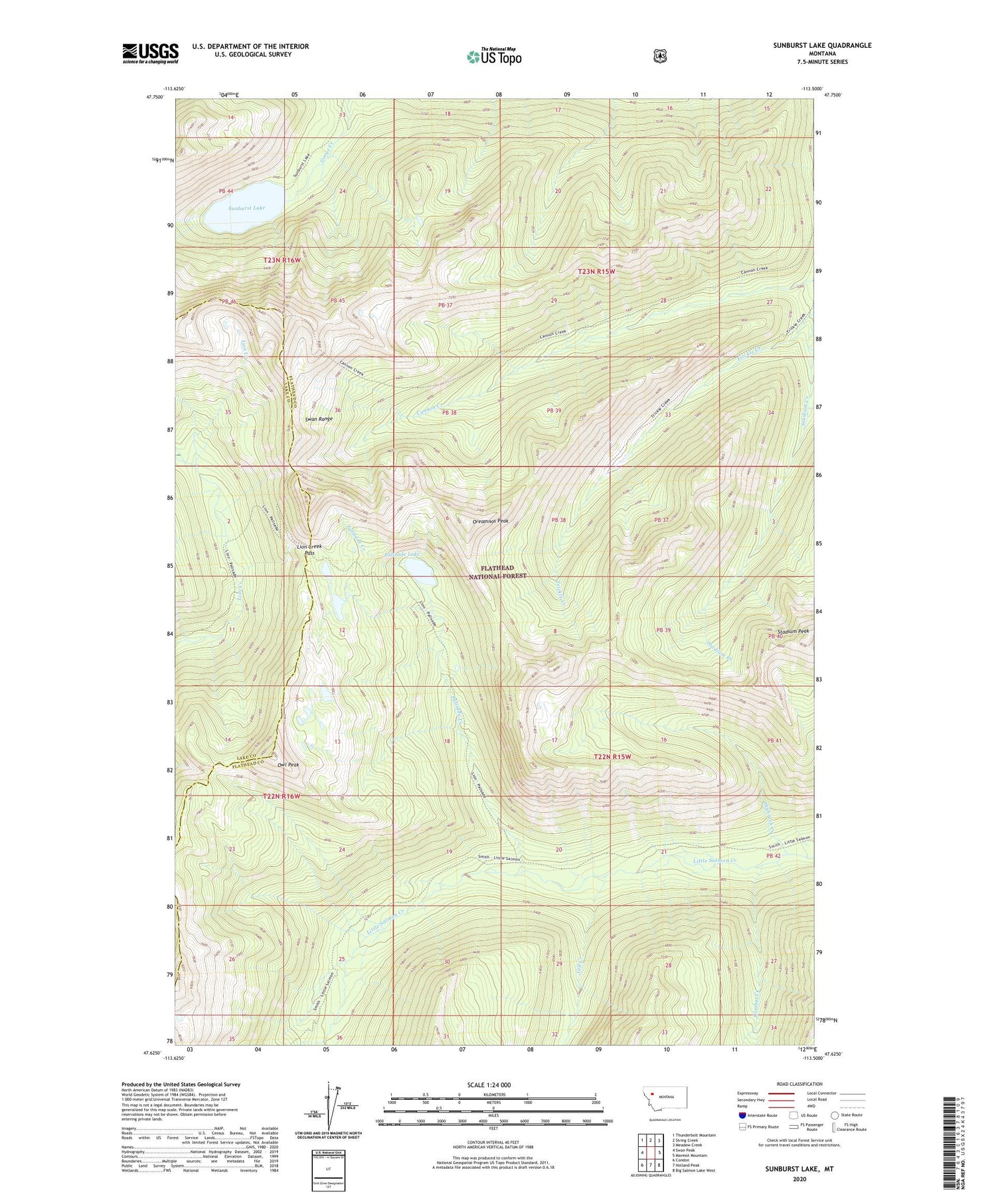 Sunburst Lake Montana US Topo Map Image